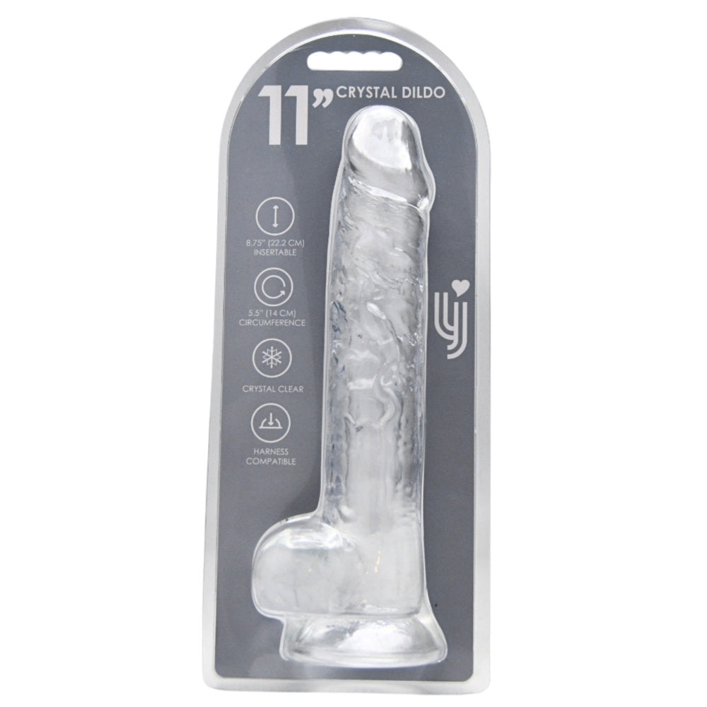 Loving Joy 11 Inch Dildo with Balls Clear