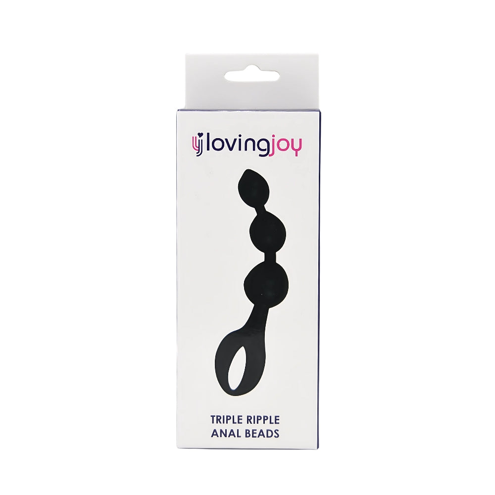 Loving Joy Triple Ripple Anal Beads-Black