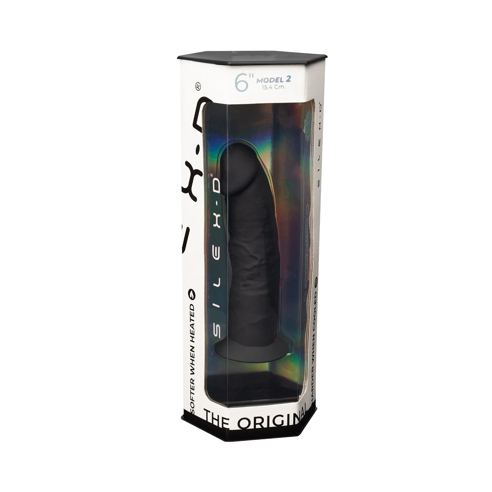 SilexD 6 inch Realistic Silicone Dual Density Dildo with Suction Cup Black